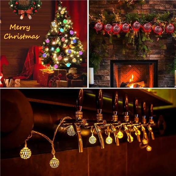 16Colors Changing Globe String Lights for Diwali Decor,13ft 40Silver Metal Balls - Picture 6 of 6